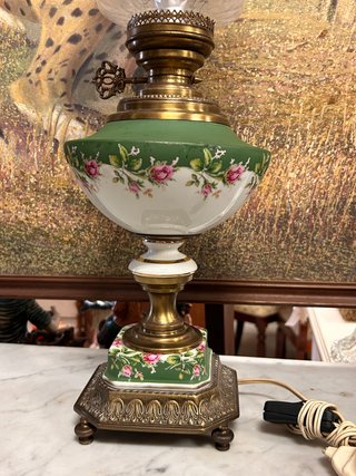 Lámpara Quinqué de Porcelana