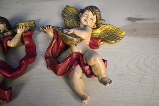 2 Angelitos Querubines Escayola Pintados Mano