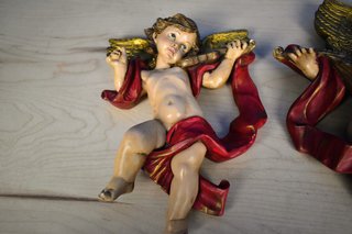 2 Angelitos Querubines Escayola Pintados Mano