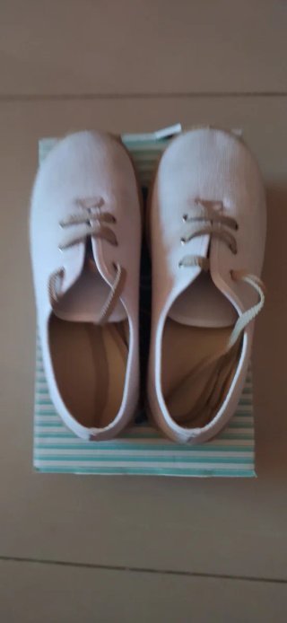 Zapatos Blucher Lino Beige/Rosa,talla 34