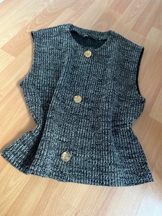 Top Zara Negro Dorado Talla S