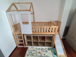 Litera infantil con tobogán y somier