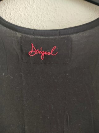 Vestido Desigual Negro Talla Única Estampado Flora