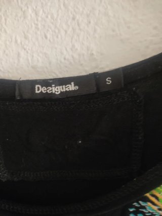 Vestido Desigual Negro Talla Única Estampado Flora