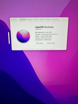 iMac 27” 5K Late 2017 (Acquistato 2020)