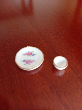 Set miniature ceramica decorata fiori