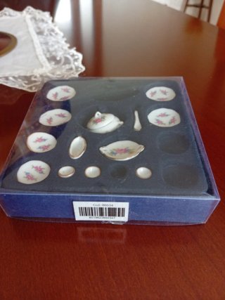 Set miniature ceramica decorata fiori