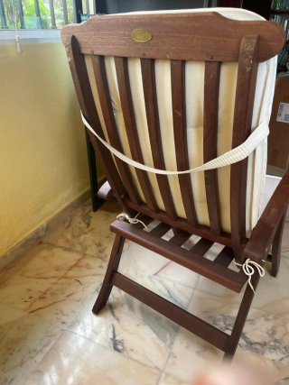 2 Sillones de madera y tela plegable