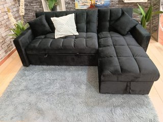 Sofá Cama Chaise Longue 210x145 Gris Oscuro