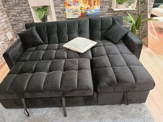 Sofá Cama Chaise Longue 210x145 Gris Oscuro