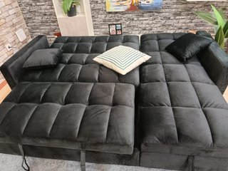 Sofá Cama Chaise Longue 210x145 Gris Oscuro