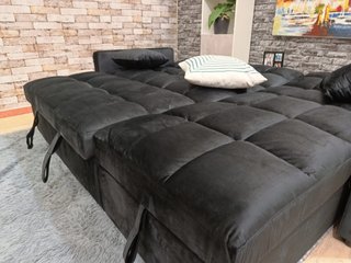 Sofá Cama Chaise Longue 210x145 Gris Oscuro