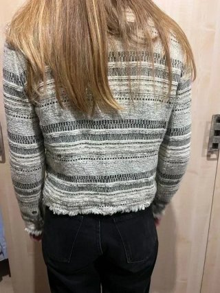Cárdigan IRO Lizzie Mujer Gris y Blanco