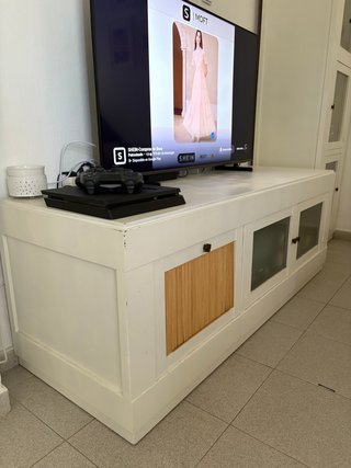 Mueble TV madera y cristal