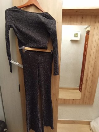Conjunto fiesta negro y plateado