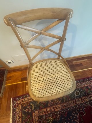 Silla double cross backing rejilla madera