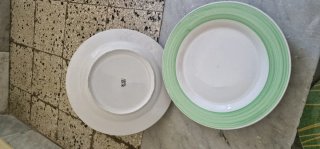 Servizio di piatti piani verdi e bianchi
