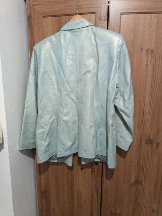 Cazadora de piel Dallara color verde azulado