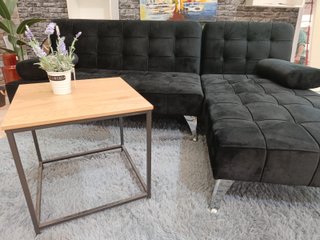 Sofá Cama Chaise Longue 198cm Negro/Gris