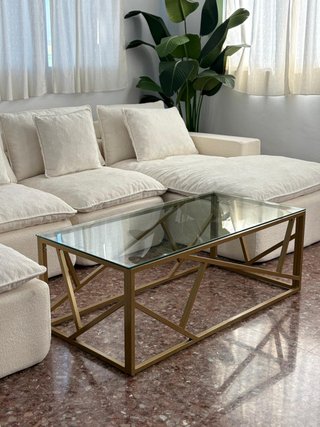 Sofá rinconera beige + Mesa de centro NUEVO