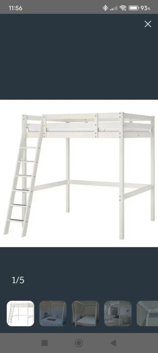 Letto a castello matrimoniale in legno bianco