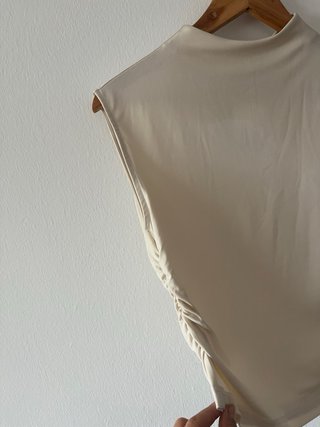 Top H&M Ruched Blanco Talla M