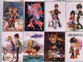Lote de postales ilustradas vintage