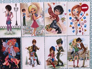 Lote de postales ilustradas vintage