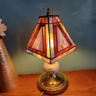 Lámpara Tiffany Vintage pie Latón y Porcelana