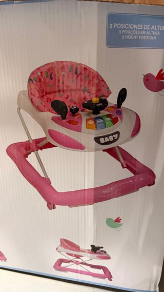 Andador bebé rosa con piano y luces