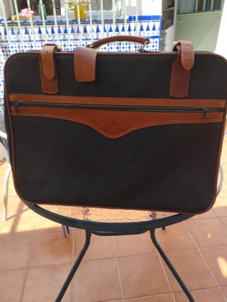 Maleta Guarda Trajes Cuero Marrón y Verde Oliva