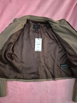 Chaqueta Zara militar rayas beige/marrón