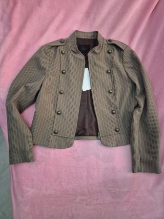 Chaqueta Zara militar rayas beige/marrón