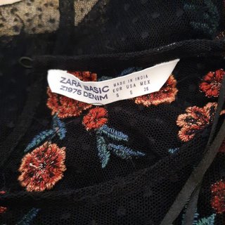 Vestito Zara nero con ricami floreali taglia S