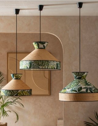 Lampada da soffitto tropicale con foglie beige/verde