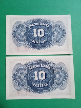2 Billetes de 10 Pesetas antiguas SIN CIRCULAR.
