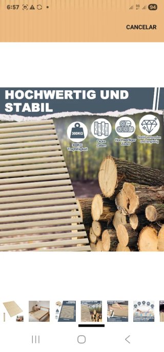 Somier enrollable madera abeto 160x200cm