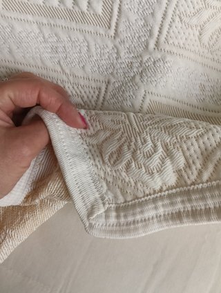 Colcha reversible 150cm beige/blanco