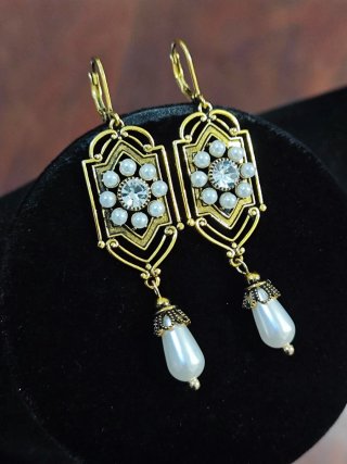 Orecchini pendenti donna oro e perle
