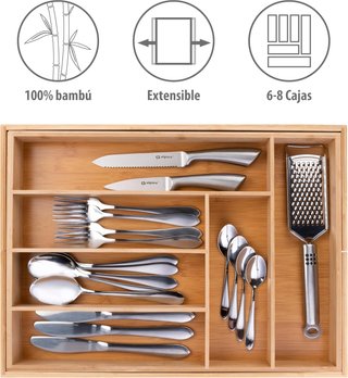 Organizzatore cassetti estensibile per posate in bambù Alpina