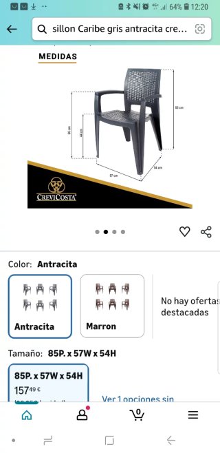 4 Sillas de Jardín Plástico Antracita