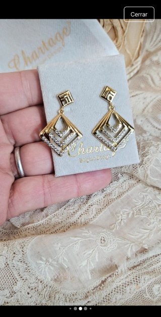 Pendientes chapado oro cristal Swarovski