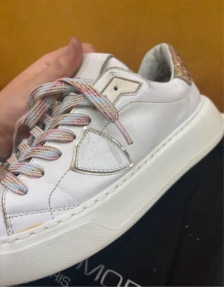 Scarpe Philippe Model Donna Bianche Glitter