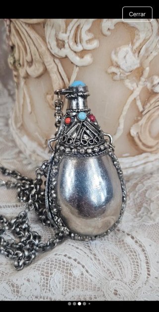 Colgante Snuff Plata Tibetana Turquesa