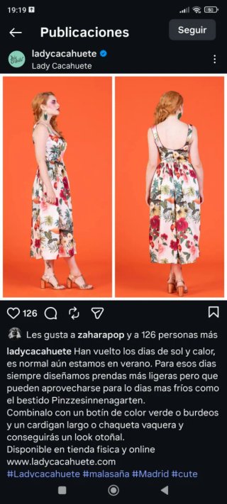 Vestido Lady Cacahuete Talla XL Estampado Floral
