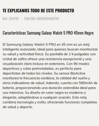 Samsung Galaxy Watch5 Pro Negro