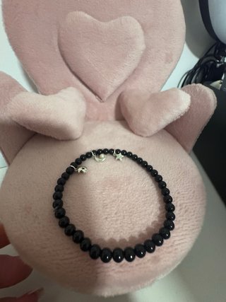 Pulsera Tous Negra Plata Colgantes Oso Luna Estrel