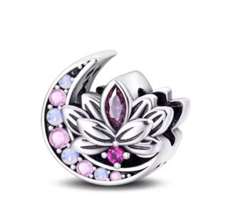 NUEVO Charm Luna y Flor con Circonitas Plata 925