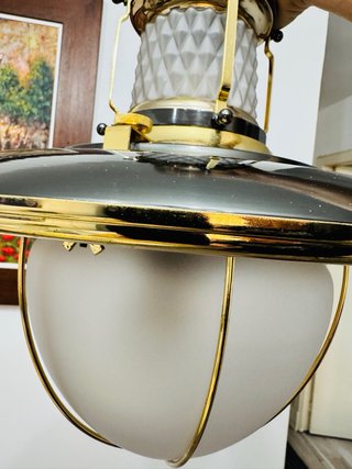 Gran Lámpara Techo estilo Náutica Dorada/Cristal