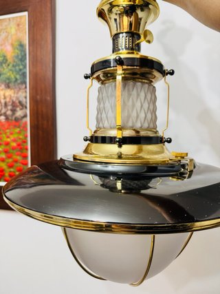 Gran Lámpara Techo estilo Náutica Dorada/Cristal